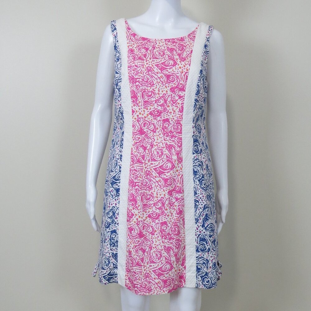 Lilly Pulitzer Delia Star Crush Shift Cotton Dress, Lined SIZE 10 Starfish